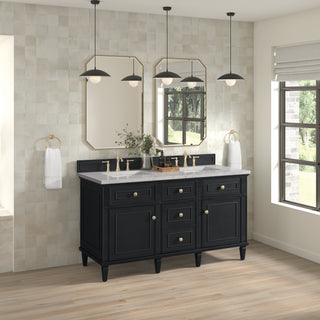 60 Inch Lorelai Freestanding Vanity in Black Onyx / Eternal Jasmine Pearl Top