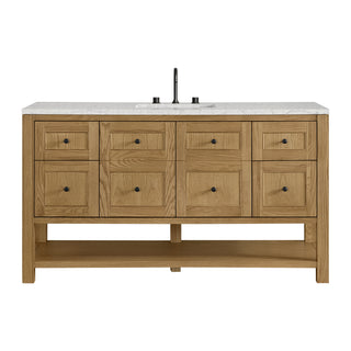 60 Inch Breckenridge Freestanding Vanity in Light Natural Oak / Eternal Jasmine Pearl Top