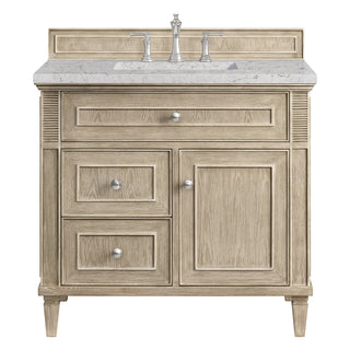 36 Inch Lorelai Freestanding Vanity in Whitewashed Oak / Eternal Jasmine Pearl Top