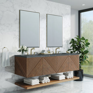 72 Inch Marcello Floating Vanity in Chestnut / Parisien Bleu Top