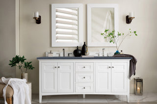 72 Inch Palisades Freestanding Vanity in Bright White / Charcoal Soapstone Top