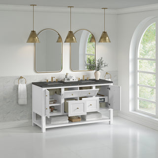 60 Inch Breckenridge Freestanding Vanity in Bright White / Parisien Bleu Top