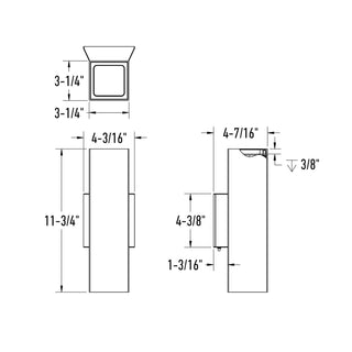 4in Square Wall Sconce, 120v, Triac - Black