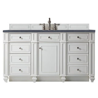 60 Inch Bristol Freestanding Vanity in Bright White / Charcoal Soapstone Top