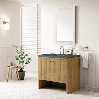 36 Inch Hudson Freestanding Vanity in Light Natural Oak / Parisien Bleu Top
