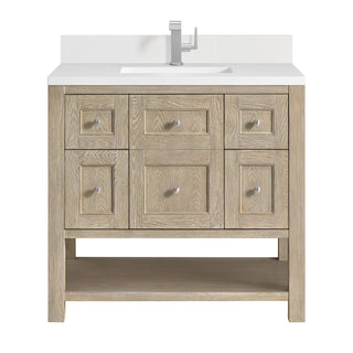 36 Inch Breckenridge Freestanding Vanity in Whitewashed Oak / White Zeus Top