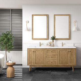 72 Inch Laurent Dual Mount Vanity in Light Natural Oak / White Zeus Top
