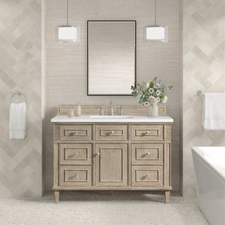 48 Inch Lorelai Freestanding Vanity in Whitewashed Oak / White Zeus Top