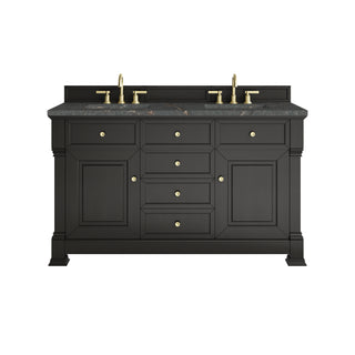 60 Inch Brookfield Freestanding Vanity in Black Onyx / Parisien Bleu Top