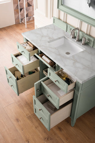 48 Inch Brittany Freestanding Vanity in Sage Green / Victorian Silver Top