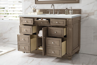 48 Inch Bristol Freestanding Vanity in Whitewashed Walnut / Ethereal Noctis Top
