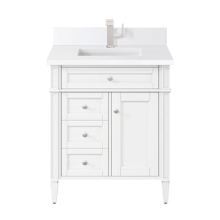 30 Inch Brittany Freestanding Vanity in Bright White / White Zeus Top