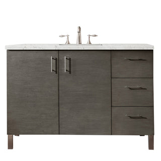 48 Inch Metropolitan Dual Mount Vanity in Silver Oak / Eternal Jasmine Pearl Top