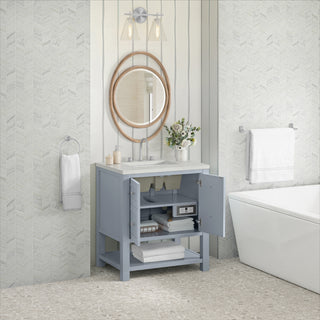 30 Inch Breckenridge Freestanding Vanity in Serenity Blue / Lime Delight Top