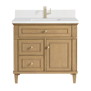 36 Inch Lorelai Freestanding Vanity in Light Natural Oak / White Zeus Top
