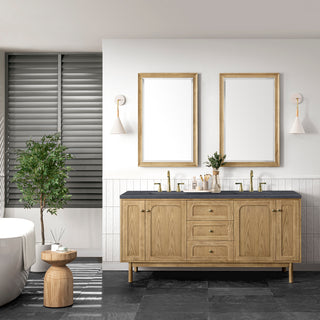 72 Inch Laurent Dual Mount Vanity in Light Natural Oak / Charcoal Soapstone Top