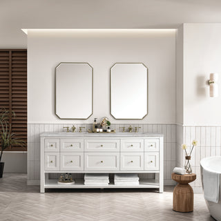 72 Inch Breckenridge Freestanding Vanity in Bright White / Victorian Silver Top