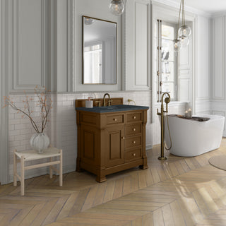 36 Inch Brookfield Freestanding Vanity in Honey Oak / Charcoal Soapstone Top