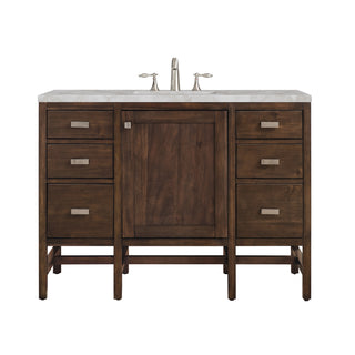 48 Inch Addison Freestanding Vanity in Mid-Century Acacia / Victorian Silver Top