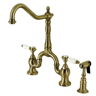 Bel-Air Bridge Kitchen Faucet in Antique Brass