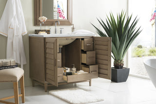 36 Inch Portland Freestanding Vanity in Whitewashed Walnut / Ethereal Noctis Top