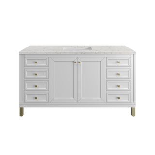 60 Inch Chicago Freestanding Vanity in Glossy White / Eternal Jasmine Pearl Top