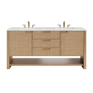 72 Inch Solene Freestanding Vanity in Seaside Oak / Ethereal Noctis Top