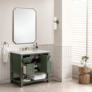 36 Inch Breckenridge Freestanding Vanity in Smokey Celadon / Victorian Silver Top