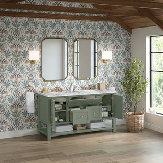 60 Inch Breckenridge Freestanding Vanity in Smokey Celadon / Carrara White Top
