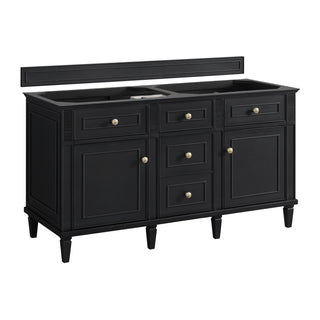 60 Inch Lorelai Freestanding Vanity in Black Onyx / Parisien Bleu Top
