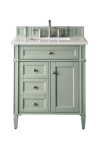 30 Inch Brittany Freestanding Vanity in Sage Green / White Zeus Top