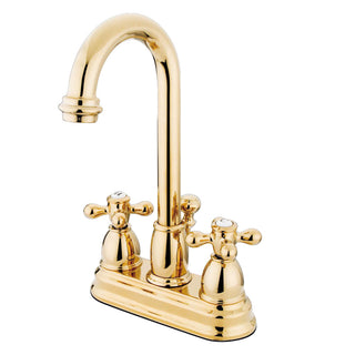 Restoration 4 Inch Centerset Bathroom Faucet in Polished Brass