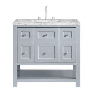 36 Inch Breckenridge Freestanding Vanity in Serenity Blue / Carrara White Top