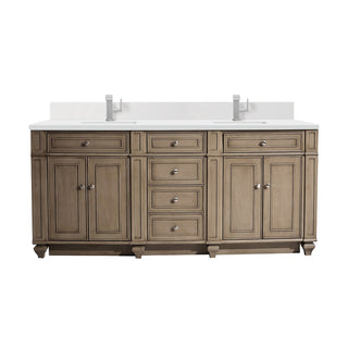 72 Inch Bristol Freestanding Vanity in Whitewashed Walnut / White Zeus Top