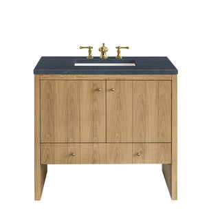 36 Inch Hudson Freestanding Vanity in Light Natural Oak / Charcoal Soapstone Top