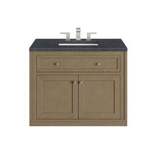 36 Inch Chicago Freestanding Vanity in Walnut Whisper / Charcoal Soapstone Top