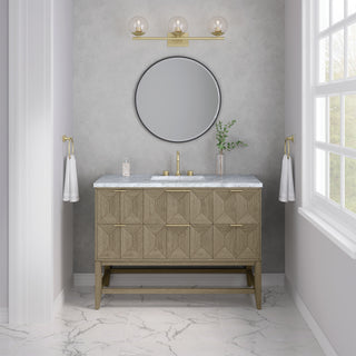 48 Inch Emmeline Freestanding Vanity in Pebble Oak / Carrara White Top