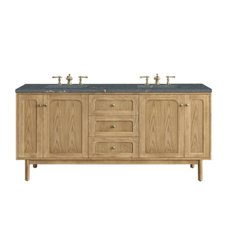 72 Inch Laurent Dual Mount Vanity in Light Natural Oak / Parisien Bleu Top