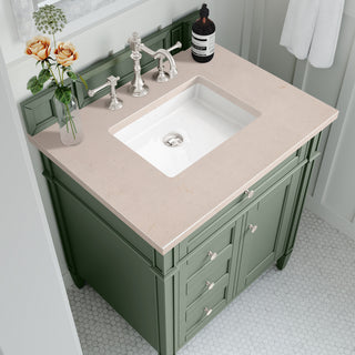 30 Inch Brittany Freestanding Vanity in Smokey Celadon / Eternal Marfil Top