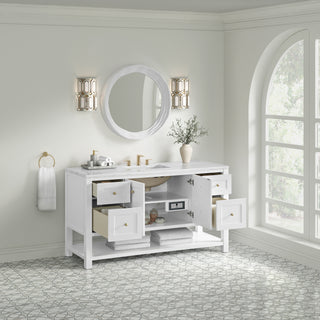 60 Inch Breckenridge Freestanding Vanity in Bright White / Arctic Fall Top
