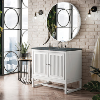 36 Inch Athens Dual Mount Vanity in Glossy White / Parisien Bleu Top