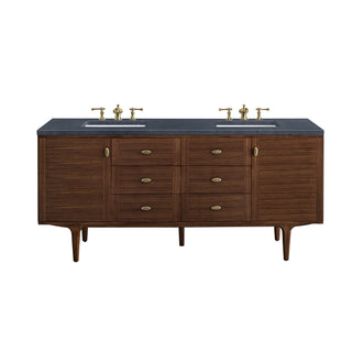 72 Inch Amberly Dual Mount Vanity in Mid-Century Walnut / Charcoal Soapstone Top