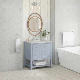 30 Inch Breckenridge Freestanding Vanity in Serenity Blue / Eternal Jasmine Pearl Top