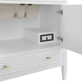 36 Inch Myrrin Freestanding Vanity in Bright White / White Zeus Top
