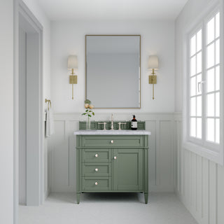 36 Inch Brittany Freestanding Vanity in Smokey Celadon / Carrara White Top