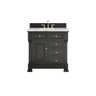 36 Inch Brookfield Freestanding Vanity in Black Onyx / Carrara White Top