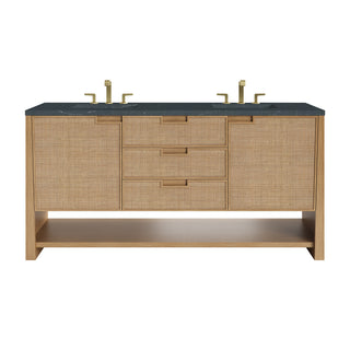 72 Inch Solene Freestanding Vanity in Seaside Oak / Charcoal Soapstone Top