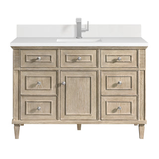 48 Inch Lorelai Freestanding Vanity in Whitewashed Oak / White Zeus Top