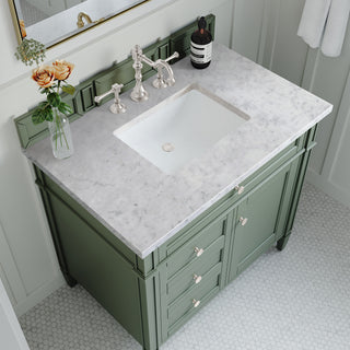 36 Inch Brittany Freestanding Vanity in Smokey Celadon / Carrara White Top