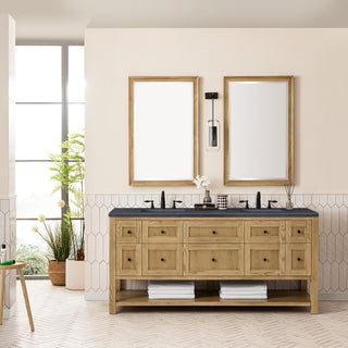 72 Inch Breckenridge Freestanding Vanity in Light Natural Oak / Charcoal Soapstone Top